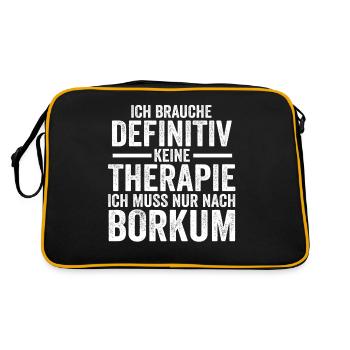 Nordsee Borkum - Retro Tasche - Schwarz/Gold - Hinten