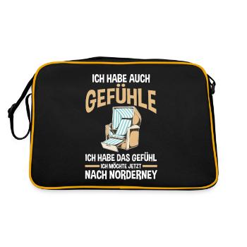 Nordsee Norderney - Retro Tasche - Schwarz/Gold - Hinten