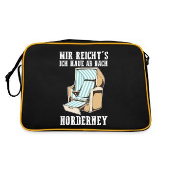 Nordsee Norderney - Retro Tasche - Schwarz/Gold - Hinten