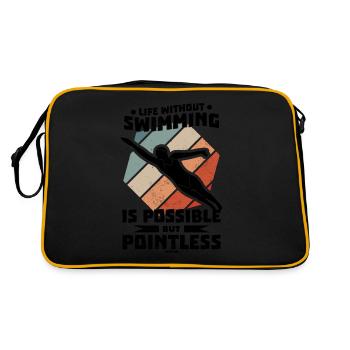Schwimmen Bademeister Schwimmkurs Freibad Geschenk - Retro Tasche - Schwarz/Gold - Hinten