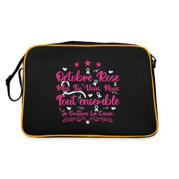 Octobre Rose , Tout Ensemble Je Soutiens La cause - Sac Retro - noir/or - Dos