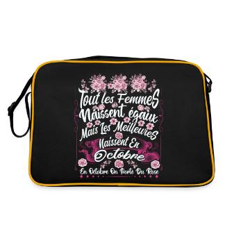 Octobre Rose:Meilleures femmes naissent en octobre - Sac Retro - noir/or - Dos
