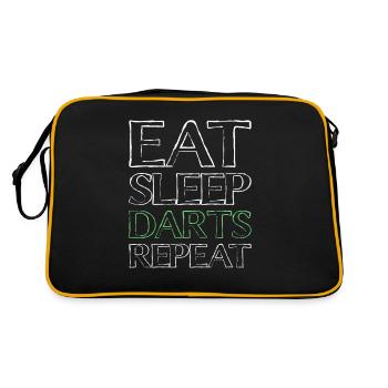 Essen Schlafen Darts - Retro Tasche - Schwarz/Gold - Hinten