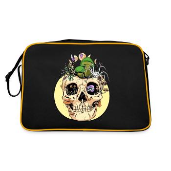 Horreur Halloween Spider Skull Champignons d’automne - Sac Retro - noir/or - Dos