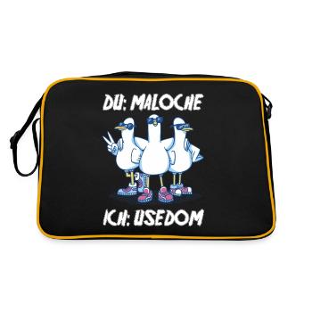 Ostsee Tauben Usedom - Retro Tasche - Schwarz/Gold - Hinten