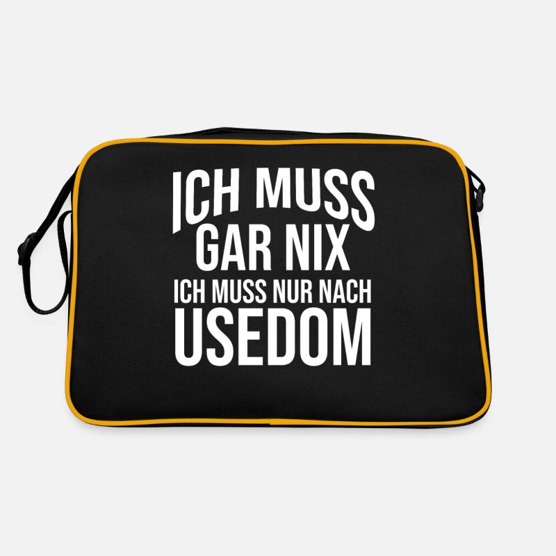 Ostsee Usedom - Retro Tasche - Schwarz/Gold