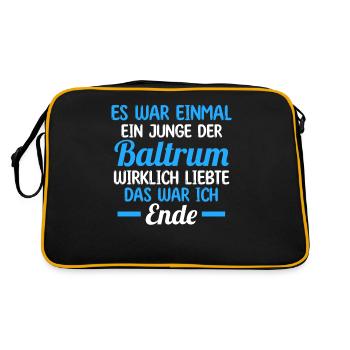 Nordsee Baltrum - Retro Tasche - Schwarz/Gold - Hinten
