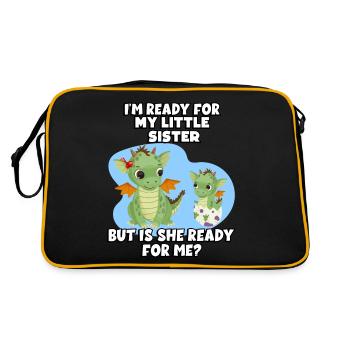 I'm ready for my little sister, but - Retro Bag - black/gold - Back