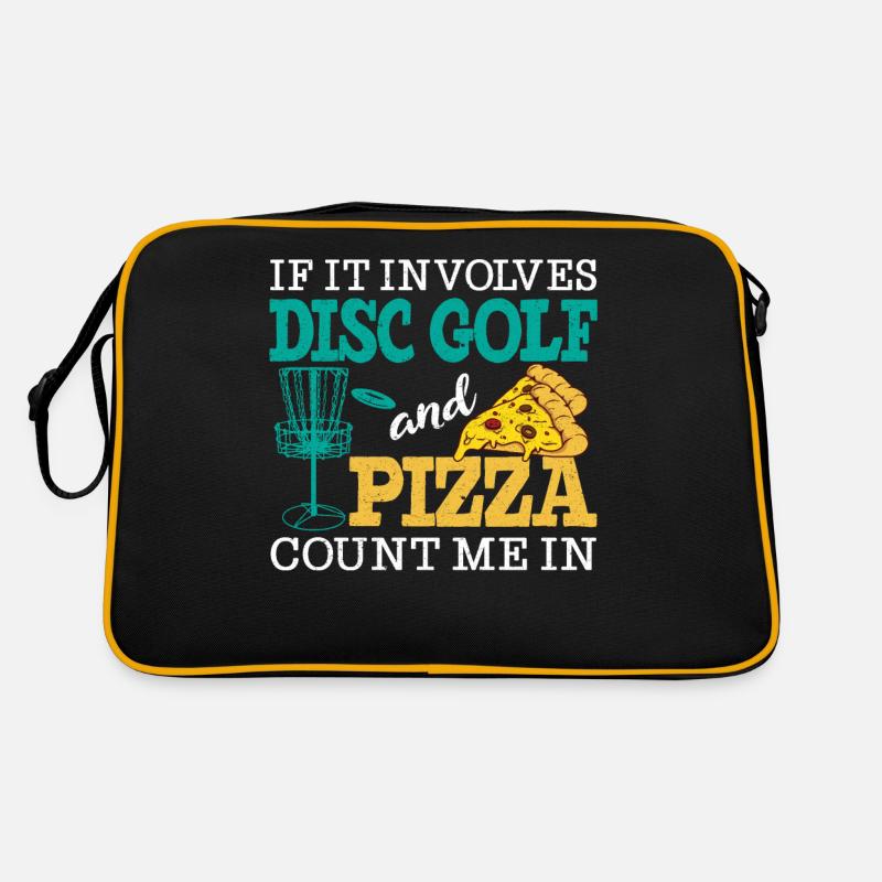 Disc Golf et Pizza - Comptez-moi en Frisbee Sac Retro