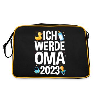 Großmutter 2023 Schwanger Werdende Oma - Retro Tasche - Schwarz/Gold - Hinten