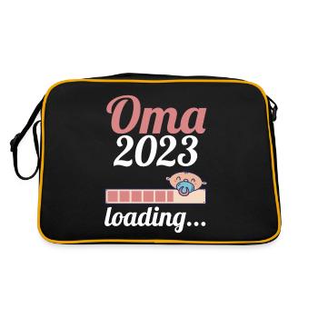 Großmutter 2023 Schwanger Werdende Oma - Retro Tasche - Schwarz/Gold - Hinten