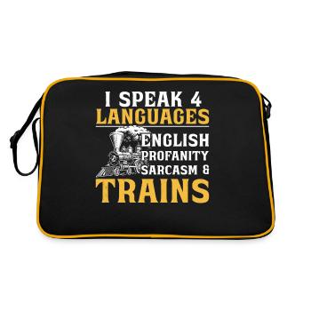 Steam Train Driver Trainspotting - Retro Tasche - Schwarz/Gold - Hinten