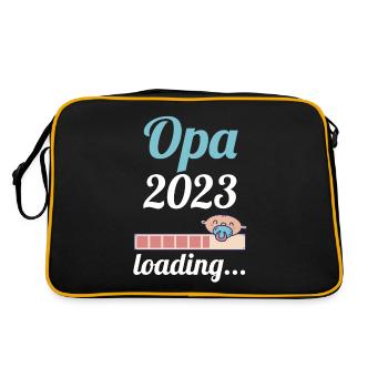 Großvater 2023 Schwanger Werdender Opa - Retro Tasche - Schwarz/Gold - Hinten