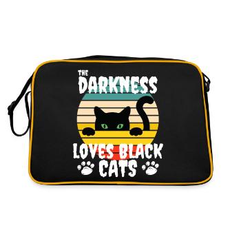 darkness loves black cats geschenk idee - Retro Tasche - Schwarz/Gold - Hinten