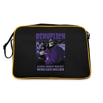 Spruch - Beruflich wollte ich schon immer was mit - Retro Tasche - Schwarz/Gold - Hinten