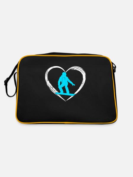 snowboarding love - Retro Tasche - Schwarz/Gold - Hinten