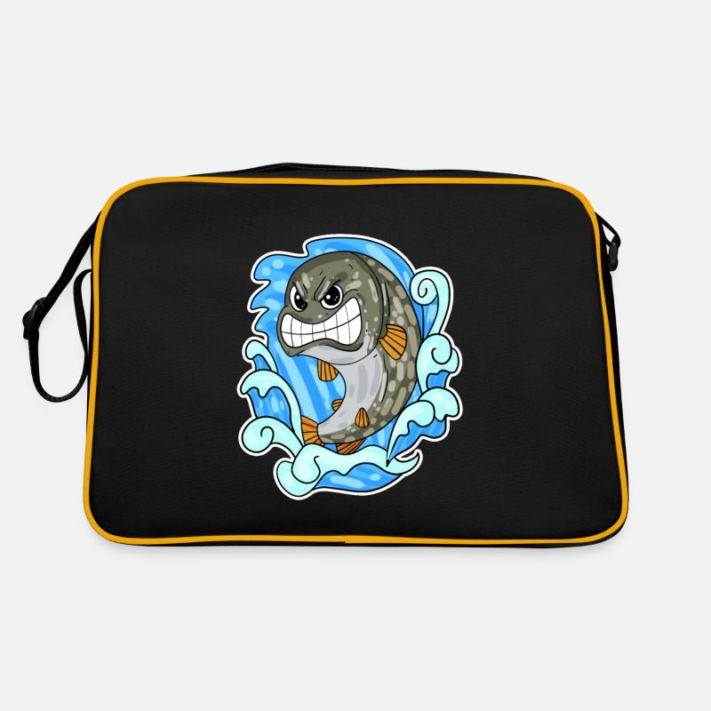 Poisson brochet - Sac Retro - noir/or
