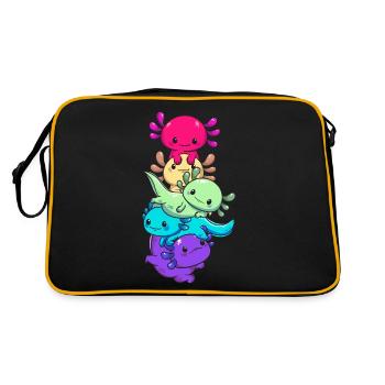 Subtle Gay Pride Flag Kawaii Axolotl LGBTQ - Retro Bag - black/gold - Back