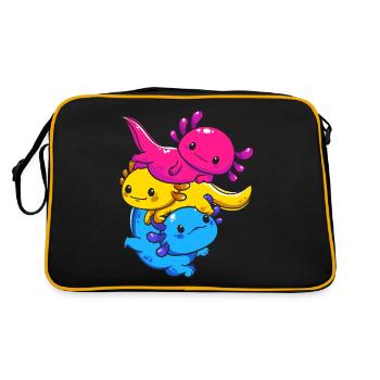 Subtle Pansexual Pride Flag Kawaii Axolotl LGBTQ - Retro Bag - black/gold - Back