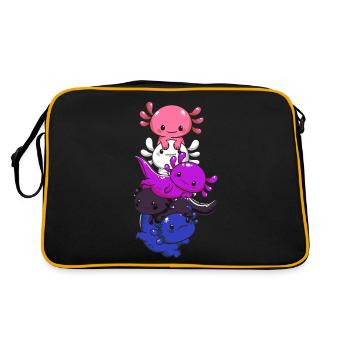 Subtle Genderfluid Flag Kawaii Axolotl LGBTQ - Retro Bag - black/gold - Back