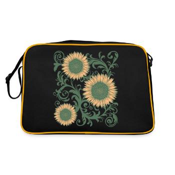 Baroque Aesthetic Sunflower Pattern Dark Academia - Retro Bag - black/gold - Back