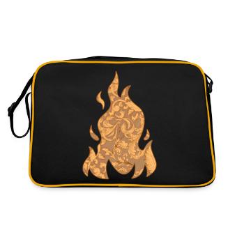 Baroque Aesthetic Flame Fire Soft Grunge - Retro Tasche - Schwarz/Gold - Hinten