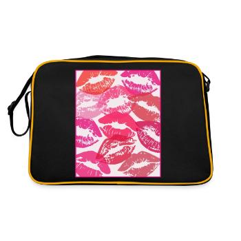 Coquette Esthétique Pink Kisses Valentines Day Lèvres - Sac Retro - noir/or - Dos