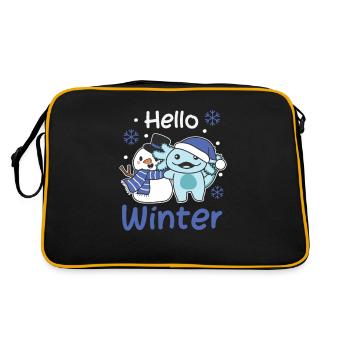 Axolotl Hello Winter schneemann schnee weihnachten - Retro Tasche - Schwarz/Gold - Hinten
