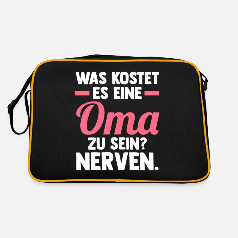 Großmutter Großmama Omi Oma - Retro Tasche - Schwarz/Gold