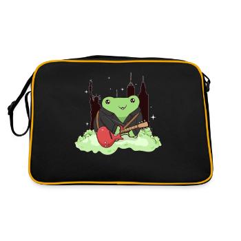 Downtown Girl Aesthetic Kawaii Frog Coquette - Retro Bag - black/gold - Back