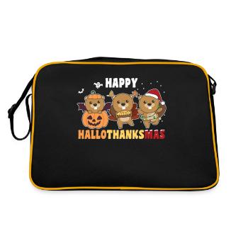 Happy Hallothanksmas Biber Weihnachts Biber - Retro Tasche - Schwarz/Gold - Hinten
