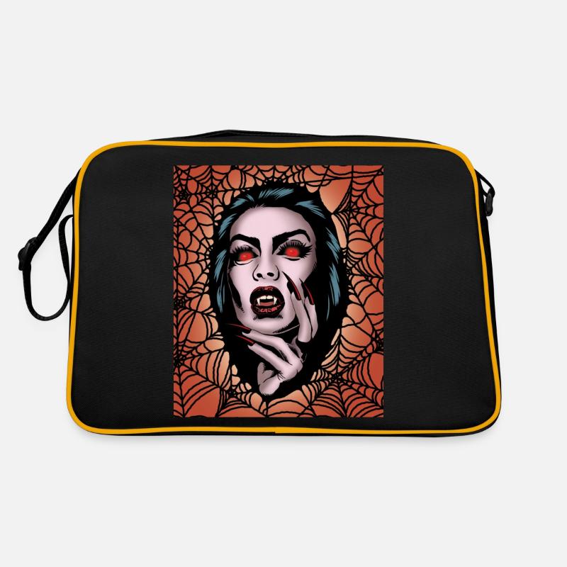 Scary Vampire Lady Creepy Spider Web Halloween Sac Retro