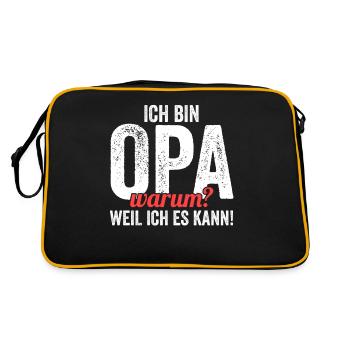 Großvater Großpapa Opi Opa - Retro Tasche - Schwarz/Gold - Hinten