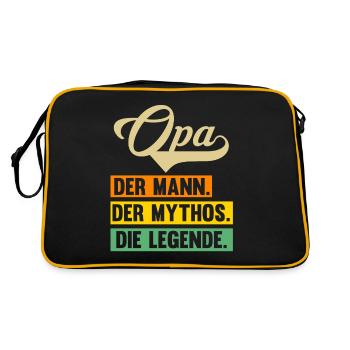 Großvater Großpapa Opi Opa - Retro Tasche - Schwarz/Gold - Hinten