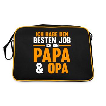 Großvater Großpapa Opi Opa - Retro Tasche - Schwarz/Gold - Hinten