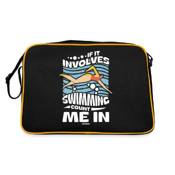 Schwimmen Bademeister Schwimmkurs Freibad Geschenk - Retro Tasche - Schwarz/Gold - Hinten