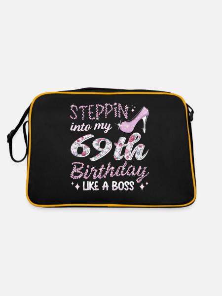 Steppin Into My 69th Birthday 69. Geburtstags - Retro Bag - black/gold - Back