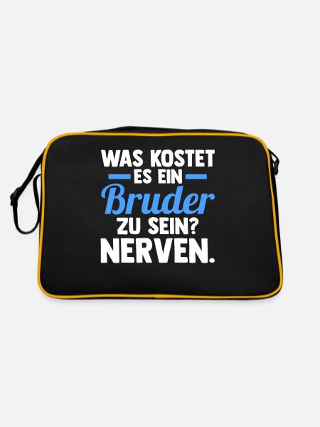 Geschwister Familie Brüder Bruder - Retro Tasche - Schwarz/Gold - Hinten