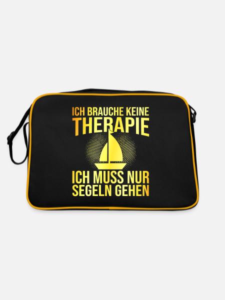 Segeln Therapie Spruch - Retro Tasche - Schwarz/Gold - Hinten