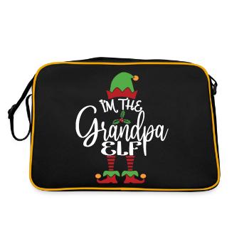 Opa Elf Niedliches lustiges passendes Weihnachtskostüm - Retro Tasche - Schwarz/Gold - Hinten