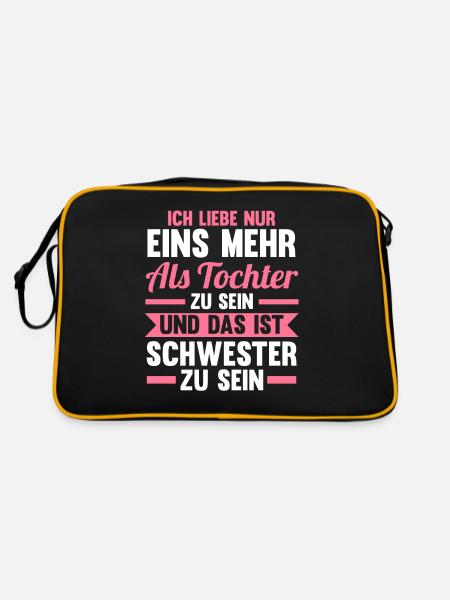 Geschwister Familie Schwestern Schwester - Retro Tasche - Schwarz/Gold - Hinten
