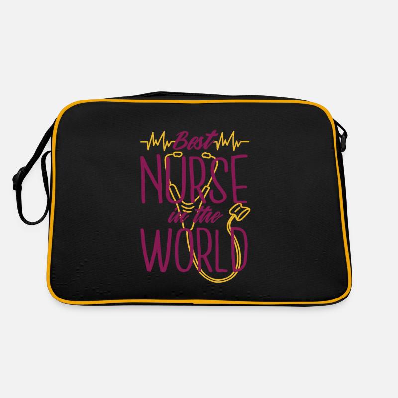 Infirmière - meilleure infirmière au monde - Sac Retro - noir/or