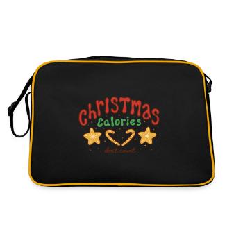 Weihnachten - Christmas calories don't count - Retro Tasche - Schwarz/Gold - Hinten