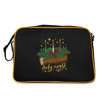 Weihnachten - Holy night - Retro Tasche - Schwarz/Gold - Hinten