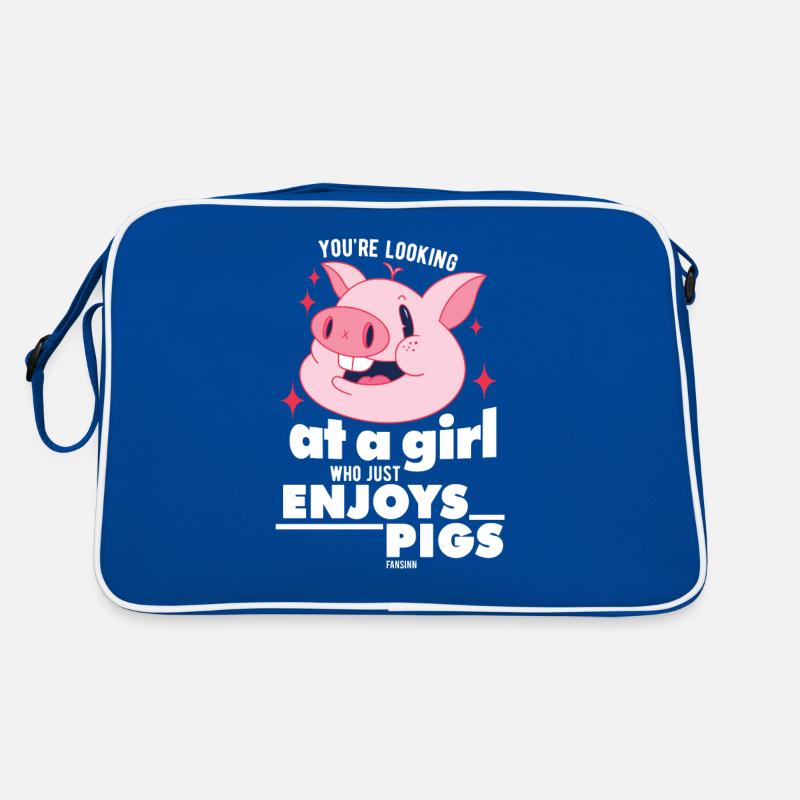 Schwein Bauernhof Mädchen Retro Tasche