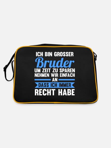 Geschwister Familie Brüder Bruder - Retro Tasche - Schwarz/Gold