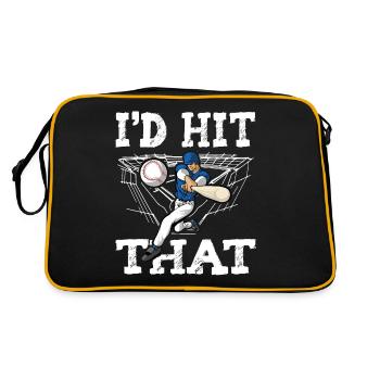 Baseball Spruch I'd Hit That Baseball - Retro Tasche - Schwarz/Gold - Hinten