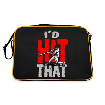 Baseball Spruch I'd Hit That Baseball - Retro Tasche - Schwarz/Gold - Hinten