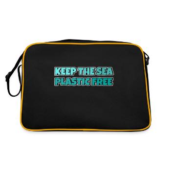 Keep The Sea Plastic Free Umweltschutz Meer retten - Retro Tasche - Schwarz/Gold - Hinten