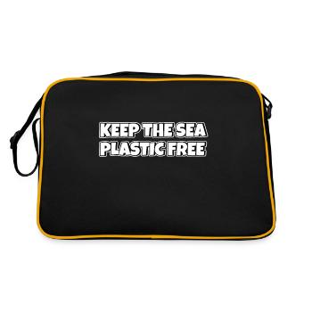 Keep The Sea Plastic Free Umweltschutz Meer retten - Retro Tasche - Schwarz/Gold - Hinten
